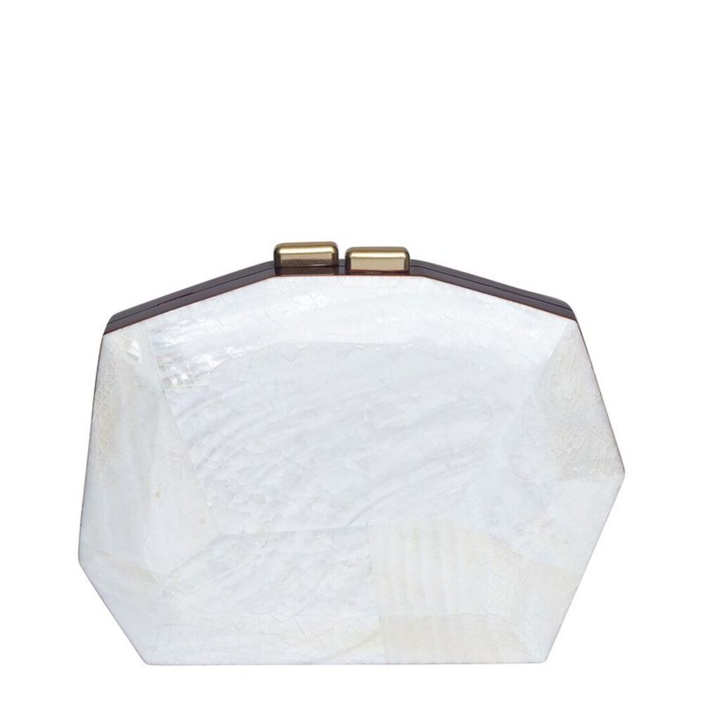 Rafé Meagan Abalone Clutch, White